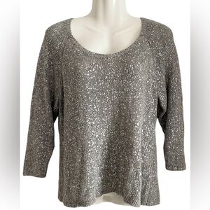 Eileen Fisher Metallic Gray Knit Sweatshirt